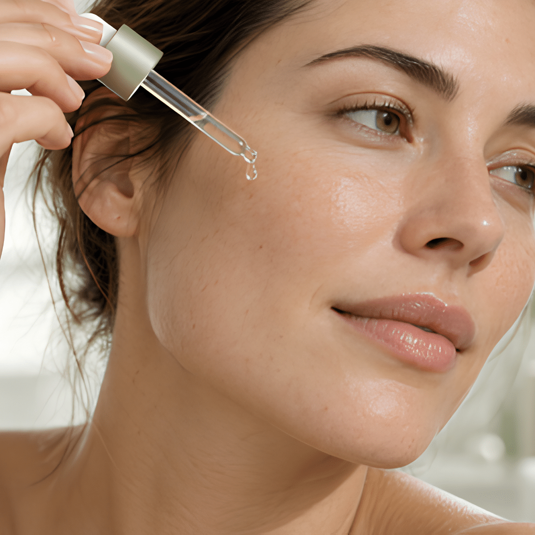 Woman cleansing her face as part of a skincare routine for congested skin and clogged pores